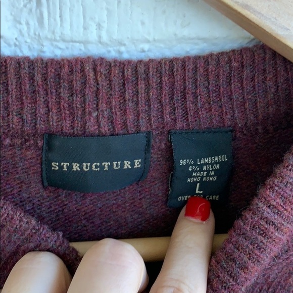 Structure Lambswool Vintage Crewneck Long Sleeve Sweater sz L - Picture 2 of 6